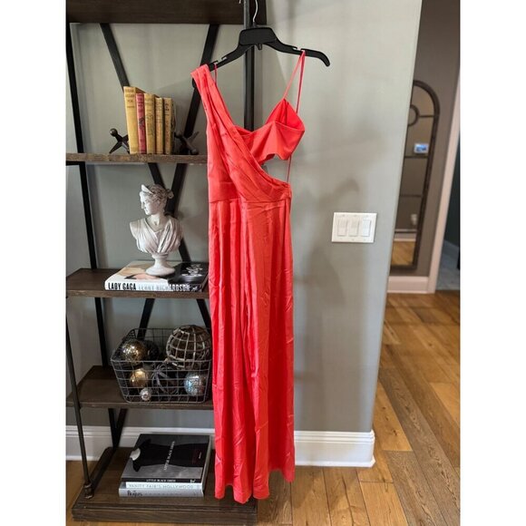 Amur Blynn Satin Cut Out Jumpsuit Spicy Coral Womens Size 2 - Picture 8 of 10